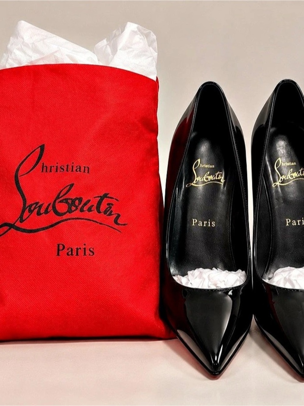 Christian Louboutin Kate 100 Patent Black Pumps